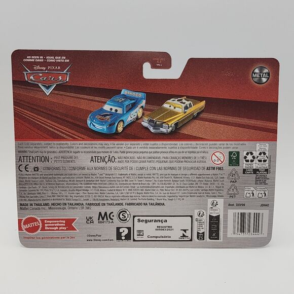 Mattel Disney Cars Pixar 2 Pack Bling Bling Lightning McQueen and Tex Dinoco - Picture 2 of 2